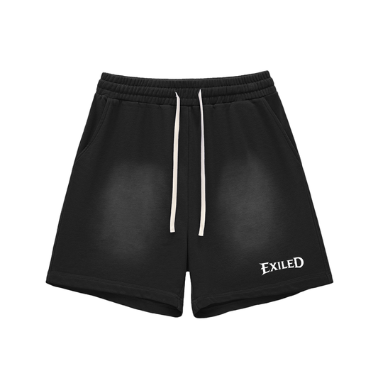 Sun Fade Raw Edge Cotton Shorts